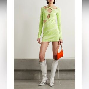 DION LEE Interlink cutout tie-dyed stretch-cotton mini dress